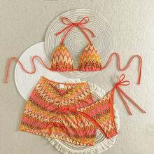 New Three-Piece Swimsuit Set With Embroidery And Gradient, Very Sensual - oranye - View 1