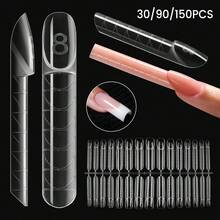 ZIMOOM 30/90/150pcs 3D Reverse Square French Dual Form, 15 Sizes Zone French Dual Form With Guide Lines, No Paper Film Needed For Quickly Nail Extensions With French Style - Clear - View 3