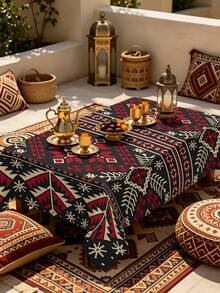 1/2pcs Tablecloth, Vintage Geometric Pattern Tablecloth, Polyester Material, Suitable For Round And Square Dining Tables, Kitchen, Restaurant, Coffee Table Decoration, Picnic, Camping, Country Farmhouse Style, Tabletop Protection And Holiday Arrangement, Multi-Scenario Application, Exquisite Pattern Design, Creating A Warm Home Atmosphere - Multicolor - View 19