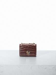 CHICVUE Mini Minimalist Latch Chain One Shoulder Bag - Brown - View 1