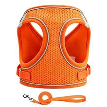 Pet Dog/Cat Step-In Harness & Leash Set, Breathable Mesh Soft Vest, Reflective For Night, Suitable For Small/Medium Dogs & Puppies Like Teddy, Poodle - Orange - View 16
