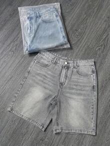 Herren Sommer Lässig Denim Shorts ohne Stretch - Grau - Übersicht 4