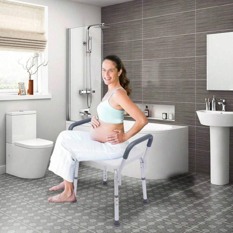 Shower Chair With Armrests Height Adjustable Shower Stool For Seniors Bath Chair Back To School - HDPE Blowing-molding Panel - View 1
