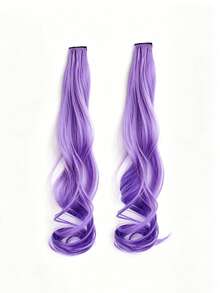 Kids Hair Accessories - Wavy Wig Clip-On Hair Extensions Set, Colorful Hair Pieces, Clip-In Hair Highlights, Suitable For Little Girls To Extend Hair Length, All-In-One Design - Multicolor - View 4