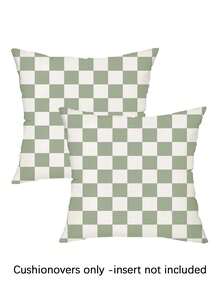 2pcs,Multiple Sizes,Comfortable Touch,Minimalist Style,Green And White Plaid,Geometric Design,Digital Printing Process,Home Decorative Pillow Covers,Cushion Covers,Vintage Farmhouse Pillow Covers,Sofa Living Room Bedroom Pillow Covers,No Pillow Insert - Sage Soft Mist Green - View 3