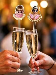 Custom Photo Drink Stirrers, Personalized Face Cocktail Sticks, Custom Name/Photo Stirrers, Suitable For Weddings, Birthdays And Parties, Wedding And Birthday Decor - Multicolor - View 8