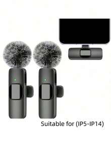 Microphone cài áo không dây 2.4G, giao diện Type-C, cắm là dùng ngay, độ trễ cực thấp, chip giảm tiếng ồn tích hợp, thích hợp cho quay video, phỏng vấn, podcast, vlog, pin sạc 50mAh. - màu đen - Xem 16