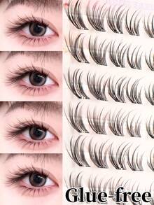 Glue-Free Wild Fox Faux Eyelashes, 80 Clusters, Japanese And Korean Style, Easily Create Fox-Eye Makeup, C Curl, 8-11mm Mixed Length, Glue-Free Segmented Application Saves Steps, DIY Saves Makeup Time, Suitable For Beginners, Reusable, Suitable For Daily Commute, Dates, Travel, Holiday Parties, Gift For Best Friend, Girlfriend - C - View 2