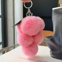1pc Fluffy Grape Fashion Keychain, Suitable For Keys And Phones. Perfect For Daily Commute And Dates, Ideal Gift For Valentine's Day, Car Decoration, Women, Teachers And Back To School Season. - Multicolor - View 10