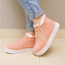 Women's Faux Fur Ankle Boot With Plush Lining - Nude - View 1
