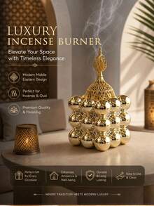 Ceramic Gold Cube Incense Burner, No Electricity Needed, Heat-Resistant Traditional Home Decor, Agarwood Diffuser, Meditation Practice, Spiritual Cleansing - one-size - View 3