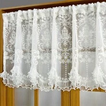 1PC Rod Pocket Window Decoration Short Sheer Curtain, Light Filtering French Style Window Sheer Curtain, Window Valance Half Curtain - White - View 7