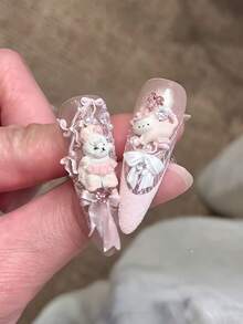 1pc Artistic Nail Art Mold Maltese Dog Cute Bow Dessert Kitten Lace 3D Nail Decoration, Essential Tool For Nail Artists, Transparent Silicone Mold - Clear - View 12
