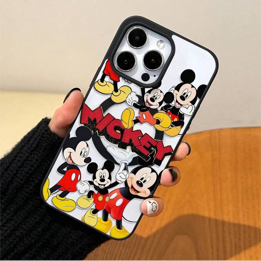Disney. Mickey Mouse Patterned Phone Case Featuring Multiple Playful Poses And Vibrant Colors. Compatible With 17, 16, 15, 14, 13, 12, And 11 Pro Models. Made Of TPU With Shockproof Protection. A Fantastic Gift For Family, Frids, Birthdays, Holidays, And Special Occasions..Holiday Accessories. - Hồng - Xem 1