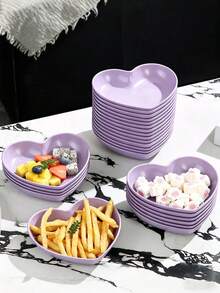 1pc/5pcs/10pcs Purple Heart-Shaped Plastic Plates, Multi-Purpose Nut, Snack, Fruit, Dessert, Cake, Chip Tray, Kitchen Supplies, Suitable For Home, Party, Wedding, Birthday, Holiday - View 6