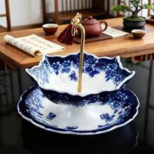 Cross-Border Funnel-Shaped Blue And White Porcelain Umbrella-Shaped Filter, Chinese Tea Art Decoration, Creative Ceramic Rotating Ornament For Living Room - Blue and White Porcelain Umbrella Tea Strainer - View 7
