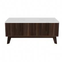 Lazyspace Tavolino regolabile in altezza, tavolino con vano contenitore, tavolino laterale, tavolino basso da soggiorno, stile scandinavo, colore legno naturale, 105 x 32 x 42 cm - Noce - Visualizzare 11