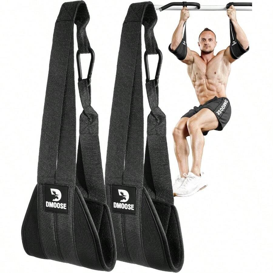 Ab Correas - Ejercitador de gimnasia para el hogar - Soporte y costuras de doble correa, tejido antidesgarro, relleno de brazo ms largo y grueso - Equipo de entrenamiento de Grado superior para hombres y mujeres - negro - Ver 1