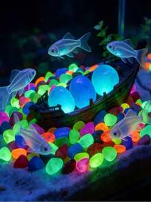 100/300/500pcs Of Large Glow-In-The-Dark Resin Pebbles, Suitable For Aquariums, Flower Pots, Vase Fillers, Wishing Bottle Fillers, Gardens, Lawns, Paths, Bonsai Soil, Glass Jars, Home Decorations, Night Lights, Wedding Tables, And Patio Decorations. - A - View 4