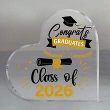 2D平面單個心形壓克力畢業紀念品，2026年大學與高中畢業生畢業禮物，多功能桌面裝飾，無需電源 - 1PC - 查看 6