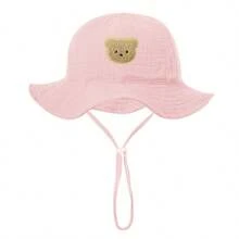Sombrero de cubo de unicolor con bordado de oso lindo y suave - oso - Ver 8