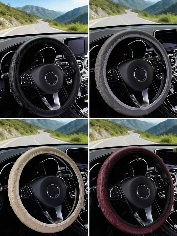 Anti-Slip Car Steering Wheel Cover With Braided Shoulder Pad Support, Breathable Car Steering Wheel Cover Accessory