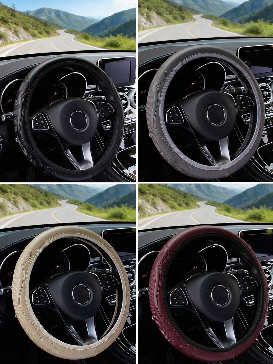 Anti-Slip Car Steering Wheel Cover With Braided Shoulder Pad Support, Breathable Car Steering Wheel Cover Accessory - Multicolor - View 1
