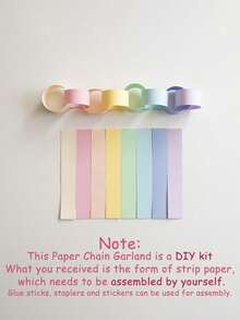 100pcs/Pack Colorful Paper Chain Set: DIY Party Decoration, Double Sided Rainbow Colorful Paper Chain, Banner Multifunctional, Classroom Decoration, Colorful Paper Chain Decoration Suitable For Birthday Parties - Multicolor - View 11