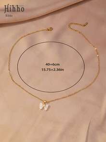 Hihho [1pc]Gentle Style Iridescent Mother Of Pearl Bow Necklace, Multiple Colors Available, Elegant Design, Versatile For Any Occasion, Suitable For Daily Commute, Weekend Dates, Travel Photos, Pairs Well With T-Shirts, Camisoles, And Dresses - Bow - View 10