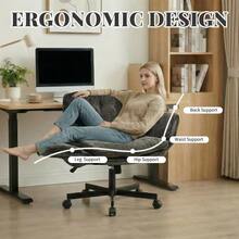 Swivel Office Chair With Casters, Height Adjustable, With Folding Armrests, Supporting Up To 150 Kg, White. - Black - View 5