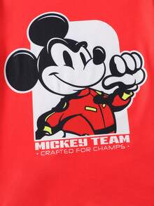Disney [Licencia oficial] Conjunto de 2 piezas de camiseta de manga corta con cuello redondo y pantalones cortos con estampado de dibujos animados rojos para niños preadolescentes, suave y cómodo, adecuado para uso diario casual, interior/exterior, viajes y vacaciones - Rojo - Ver 7