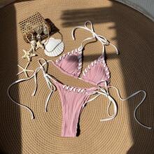 New Two-Piece Bikinis With A Fresh, Sweet Style And - 米白色 - 查看 2