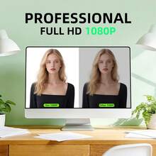 Diccik 108OP 1080P 高清网络摄像头，带麦克风，全高清视频通话摄像头，高清光线校正直播摄像头，USB 电脑摄像头，带隐私盖和同步指示灯，即插即用 - 查看 4
