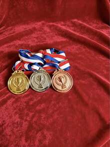 Metal Material Gold Silver Bronze 3-Color Medal Set, Includes Ribbon + Red Gift Box, Suitable For Sports Competitions, Community Leagues, Fan Events, Group Activities Medal Gifts - Multicolor - View 3