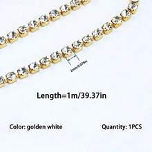 1m/3m/10m Single Row Crystal Rhinestone Chain, Multipurpose DIY Decor For Clothes, Shoes, Bags - White - View 6