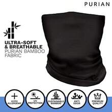 Authentic Bamboo Neck Gaiter, UPF 50+ Lightweight Breathable Mask For Sun UV And Dust Protection Black - As Pic - View 2