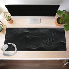 Minimalist Black Wavy Pattern Mouse Pad, Rubber Base, Stitched Edge Desktop Accessory, Suitable For Office, Home And General Computer Use, Perfect As Birthday Gift, Gaming Mouse Pad Or Office Supplies - Mouse Pad - View 6