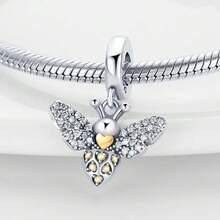 1pc S925 Sterling Silver Insect Theme Bead, Original Design, Including Bee, Butterfly And Snail. This Enamel Pendant Is Studded With Diamonds, Suitable For Bracelets And Necklaces. As A Fresh Forest Style Jewelry Making Accessory, It Exudes Natural And Lively Charm, Perfect For DIY Projects And Daily Wear. - Multicolor - View 3