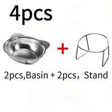Stainless Steel Elevated Cat Bowl Set, Suitable For Kittens And Small Dogs, Includes Metal Stand And Non-Slip Base, 15-Degree Anti-Reflux Tilted Design, Protects Cat Whiskers And Spine, Ideal New Year Home Choice. Dog Bowl. - 420ml - View 10