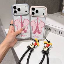 This Disney Mickey Mouse Pattern Lanyard Phone Case Features A Strong Magnetic Closure And Full Coverage Of Acrylic And TPU Material. It's Shockproof, Lightweight, And Suitable For IPhone17/16/11/13/15/15 Plus/15 Pro/15 Pro Max/12/14 Pro Max/11 Pro Max/12 Pro/12 Pro Max/13. It's A Popular Birthday Gift, Business Gift, Durable, Stain-Resistant, And Fingerprint-Resistant New Phone Case For Men And Women. It Also Includes A Mickey Mouse Phone Case And Mickey Mouse Doll Bracelet. Compatible With SamsungGalaxy S20, S21, S22, S23, And S24 Series. It's The Perfect Gift For Friends And Family. This Stylish Phone Case Is Fun, Lightweight, And Durable. IPhone17 Pro Max Phone Case, Minnie Phone Case. - màu đen - Xem 4