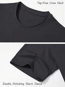 Fashion Streetwear Men Basic Tee Daily Wear Crew Neck T Shirt - Black - View 4