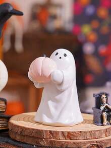 1pc Cute Halloween Ghost Figurine - Spooky Resin Ghost Statue, Gothic Halloween Decor, Cute "Finger Ghost" Small Ornament; Ideal For Indoor And Porch Halloween Decoration, Desktop Display, Unique Creative Gift, Perfect For Halloween Party Decor. - Multicolor - View 9