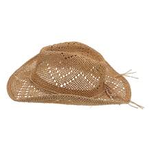 Hollow Western Cowboy Hat Combines Straw Material With Retro Design. It Has A Wide Brim And A Classic Hat Shape. It Has Both Sun Protection And Style. It Is Suitable For Summer Travel, Beach Parties Or Theme Activities, Showing The Free And Unrestrained Western Style And Personality Declaration. - Khaki - View 10