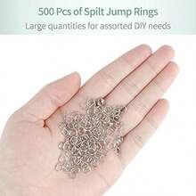 500 piezas de anillos de salto resistentes de 6mm de apertura, anillos dobles de metal mini, adecuados para joyería, collares, pulseras, aretes y accesorios de manualidades - Plateado - Ver 5