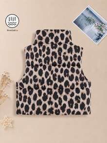 Women's Autumn/Winter Leopard Print Holiday & Party Warm Casual Top Jacket, Fashion Casual Versatile Cotton Padded Top Jacket, Going Out Brown Leopard Print Top Jacket - Coffee Brown - View 2