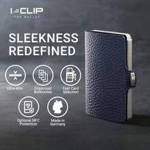 I-CLIP - portafolios delgada original con clip para dinero - Mini portafolios - portafolios de piel - portafolios premium - Tarjetero - Azul marino - Ver 3