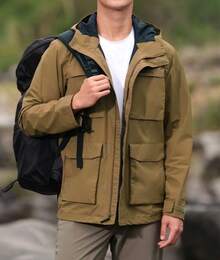Columbia Men's Hooded Sports Jacket, Outdoor Hiking & Commuting Waterproof Coat With Multiple Pockets - Earthy Yellow - View 4