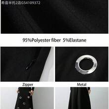 Soqi Women's Clothing  Vestido negro de manga larga con diseño calado para mujer - Blanco - Ver 8
