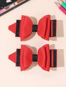 2 piezas de lazos para el cabello con lentejuelas rojas & negras para la vuelta a la escuela, pinzas para el cabello brillantes con decoración de punta de lápiz, pinzas de cocodrilo, accesorios para el cabello elegantes minimalistas y lindos para la escuela, fiestas, uso diario, para adolescentes - Multicolor - Ver 3