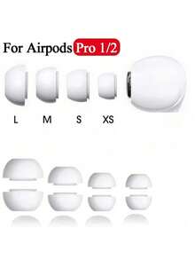 Ujung Earbud Silikon Lembut Putih Kompatibel Apple Pro 1/2 (2 buah/paket), Dengan Jaring Debu, Bahan Silikon Lembut, Pas Sempurna untuk Saluran Telinga, Lebih Nyaman Dipakai. Tersedia Ukuran L, M, S, XS. - Putih - View 8